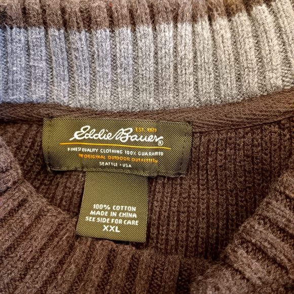 Vintage Eddie Bauer cotton, neutral ribbed, half button sweater. XXL - Picture 4 of 7